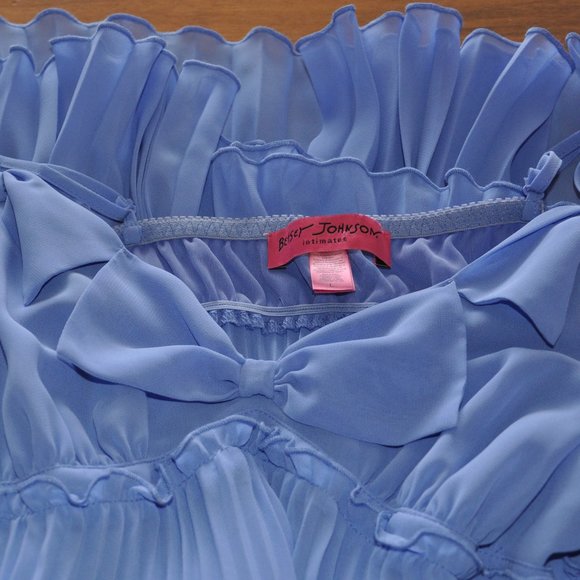 Betsey Johnson Intimates Pleated Chemise Baby doll Night gown Sheer Periwinkle L - Picture 7 of 7